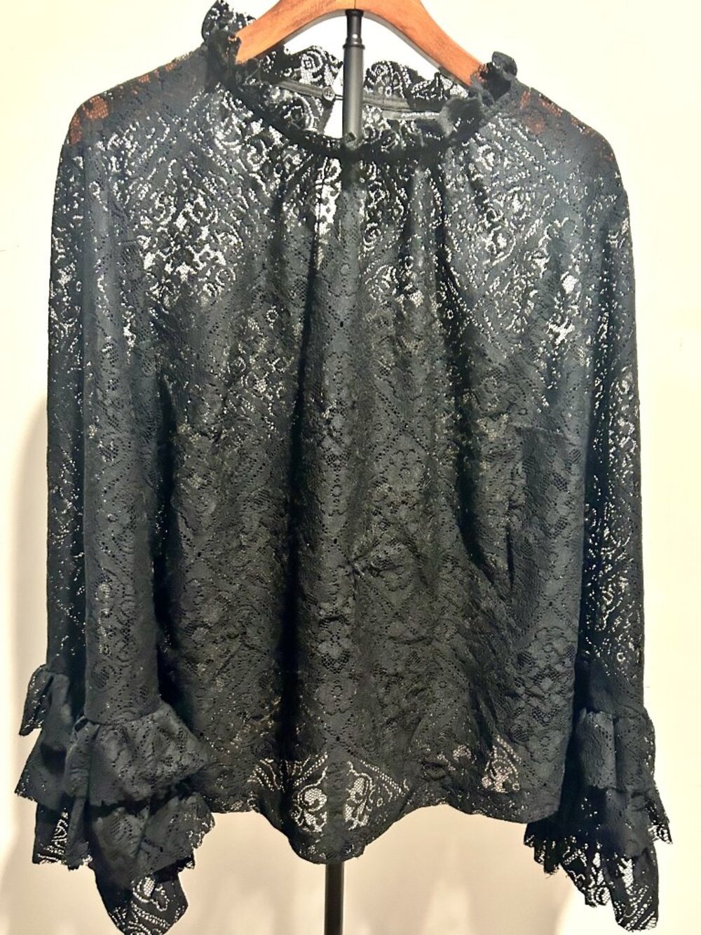Ashley Stewart Size 14, Black Lace Fabric Sheer Overlay unlined.